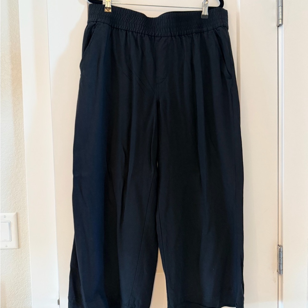 Madewell Black Wide-Leg Elastic-Waist Pants